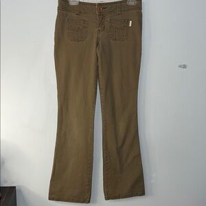 Vintage Hollister Chino Pants Khaki Brown Low-rise Wide- Leg Flare Size 5